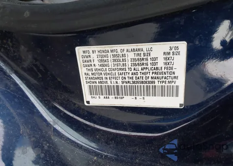 2005 Honda Odyssey Lx from USA, damaged, VIN 5FNRL38265B083089